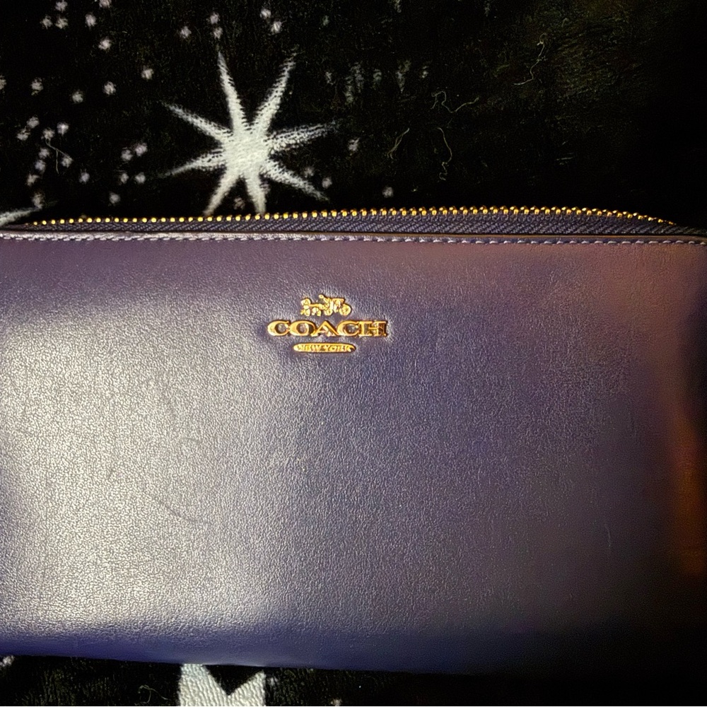 Coach Zip-Around Wallet with Logo & Zipper Accent
